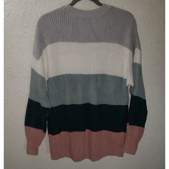 Hollister Striped Oversized Sz XS X Small Swester Crew Neck Knit Pullover - Picture 3 of 8
